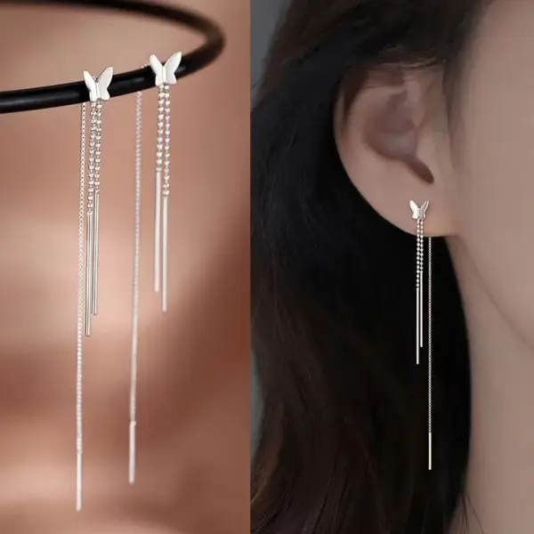 Star and Heart Long Wire Drop Earrings - Image 7