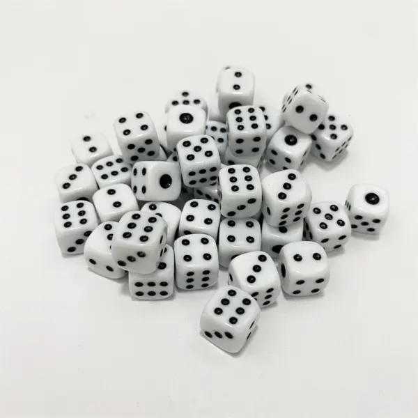 50 Pack 10mm Black and White Acrylic Dice - Image 13