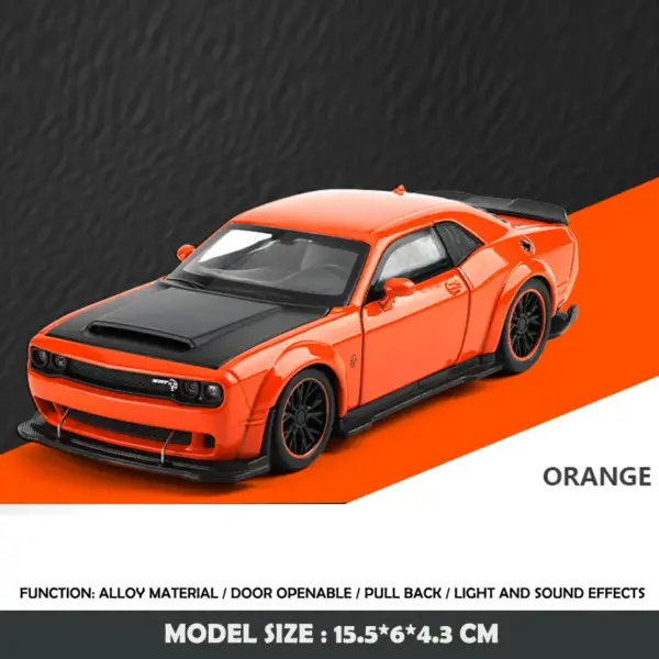 1:32 Dodge Challenger Hellcat Alloy Model Car - Image 7