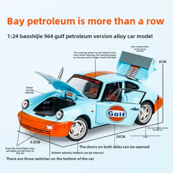 1/24 Scale Porsche 964 Alloy Diecast Model - Image 4