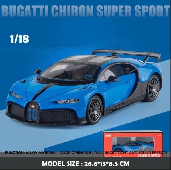 Large 1:18 Bugatti Chiron Diecast Model for Collection - Image 9