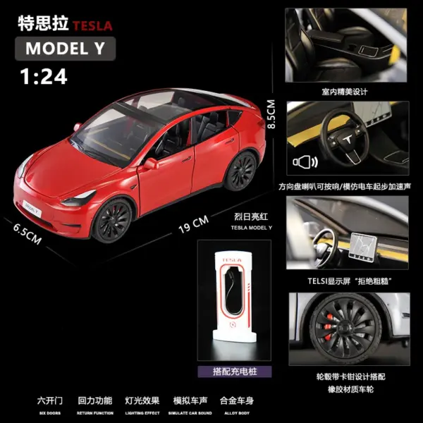 1:24 Tesla Model Y Diecast Car - Image 7