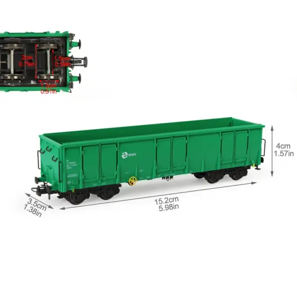 HO Scale 1:87 Green RENFE Gondola Car Set - Image 5