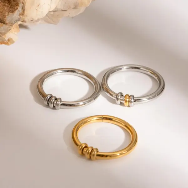 Waterproof Stainless Steel Pendant Hoop Rings - Image 3