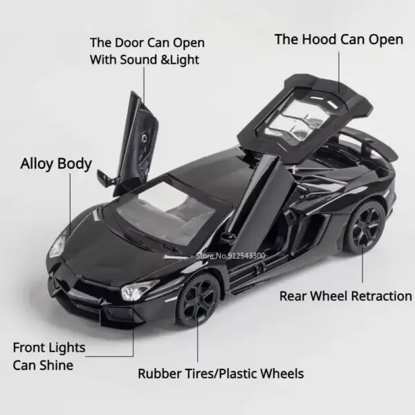 1:32 Scale LP740 Sports Car Diecast Model - Image 2