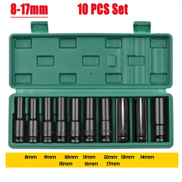 10-Piece 1/2 Inch Drive Metric Impact Socket Set - Image 10