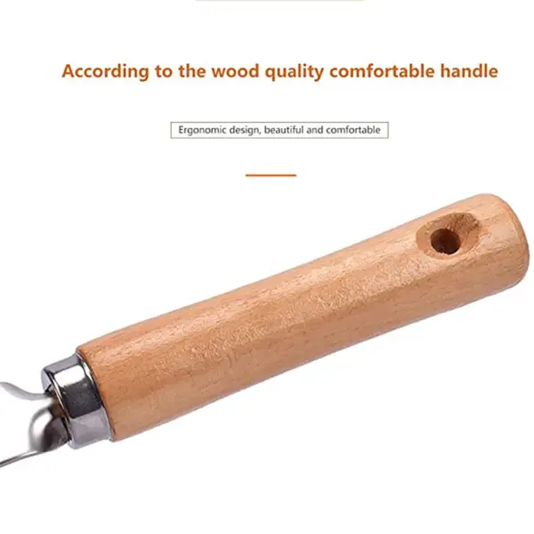 Stainless Steel Hand Weeder with Wooden Handle - Image 4