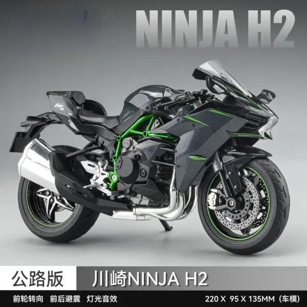 Kawasaki Ninja H2R H2 Motorcycle Diecast Model - Image 8