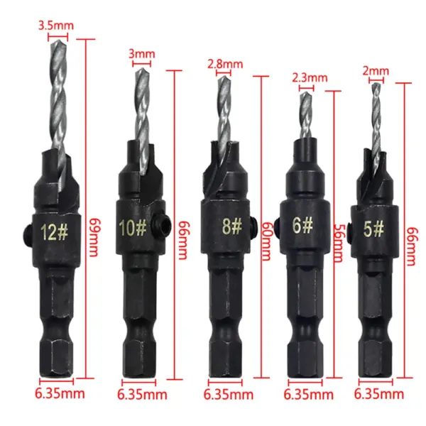 5pc Countersunk Drill Bit Set for Woodworking - Image 4