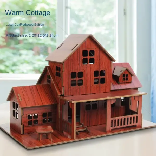 Wooden 3D Puzzle House Model Kit - Image 6