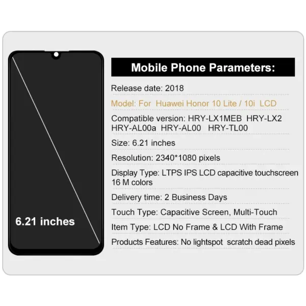 6.21 inches IPS LCD for HUAWEI Honor 10i/10 Lite - Image 2