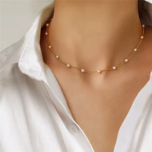 Bohemian Pearl Charm Necklace with Crystal Details - Image 15
