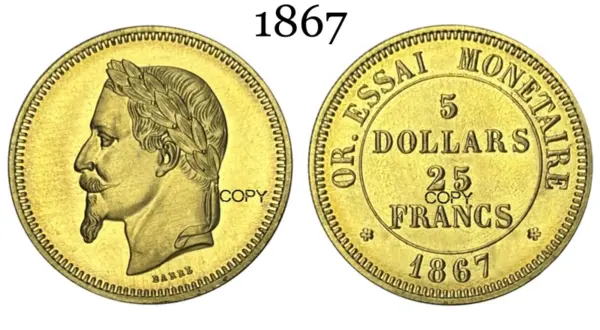 Napoleon III 1867 Commemorative Replica Coin - Image 5