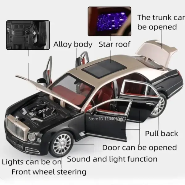 1:24 Bentley Mulsanne Model Car with Lights - Image 2