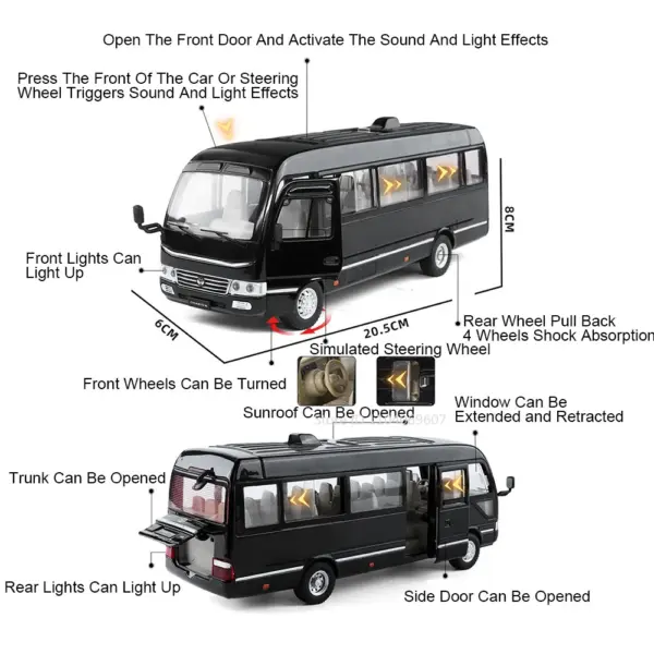1:24 Alloy Diecast Mini Bus and RAV4 Model - Image 2