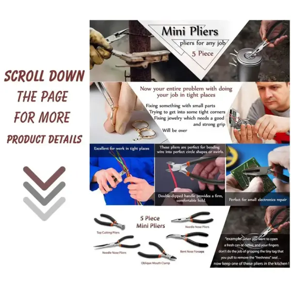 5-Piece Mini Pliers Set for Precision Work - Image 3