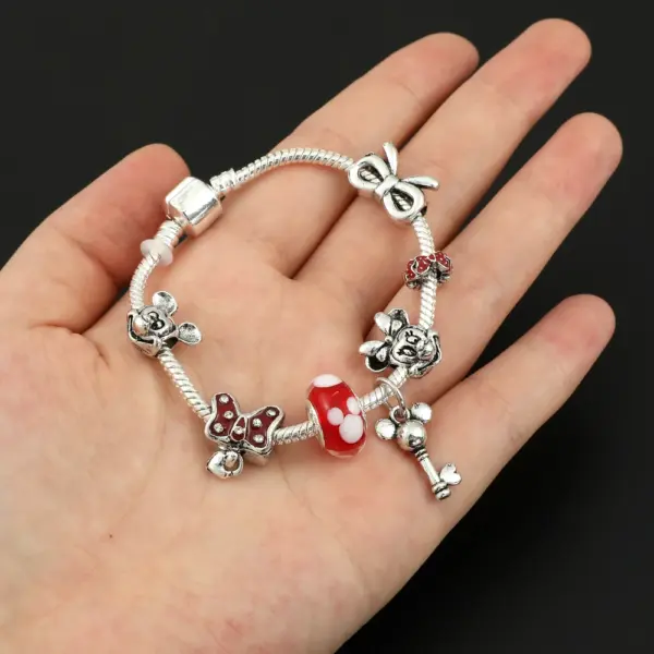 Minnie Mouse Charm Bracelet with Heart Beads - Image 5