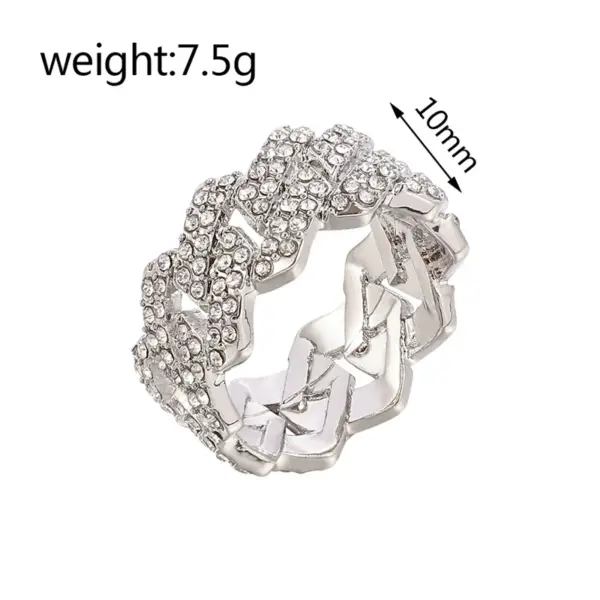 Gold Plated Iced Out Cuban Link Ring - Image 5