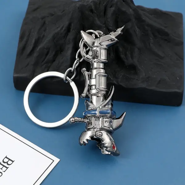 Robotic Shark Jinx Cannon Metal Keychain