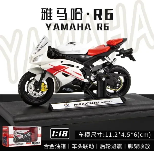 Yamaha R6 1:18 Diecast Motorcycle Model - Image 9