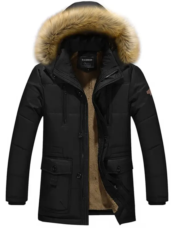 Men's Winter Jacket with Raccoon Fur Collar - Image 3