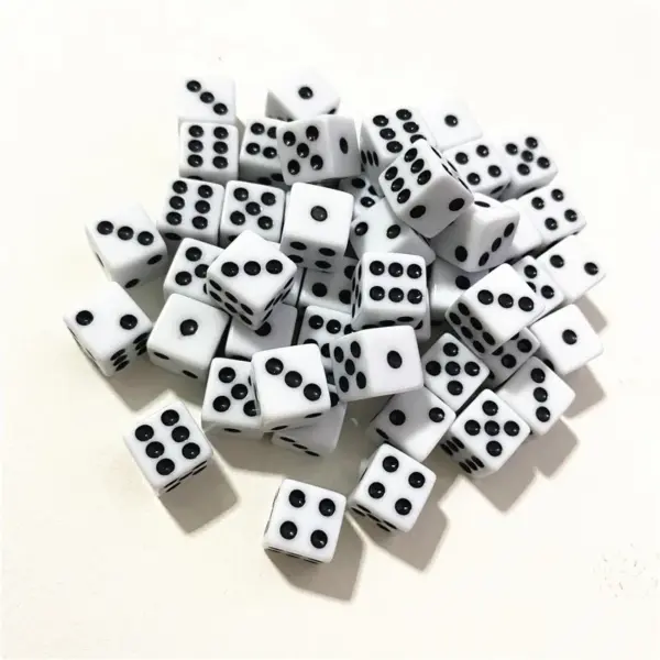 50 Pack 10mm Black and White Acrylic Dice - Image 15