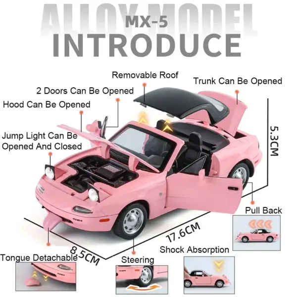 1:24 Mazda MX-5 Model Car Alloy with Sound - Image 2