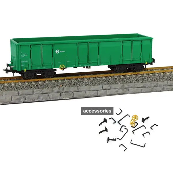 HO Scale 1:87 Green RENFE Gondola Car Set - Image 2