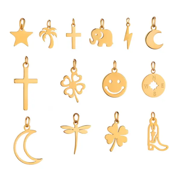 5 Pcs Stainless Steel Star Pendant Charms