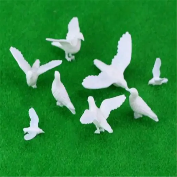 5pcs Miniature White Pigeons for Diorama - Image 2