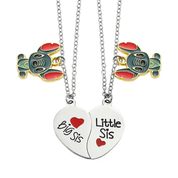 Disney Stitch and Angie Heart Pendant Necklace - Image 16