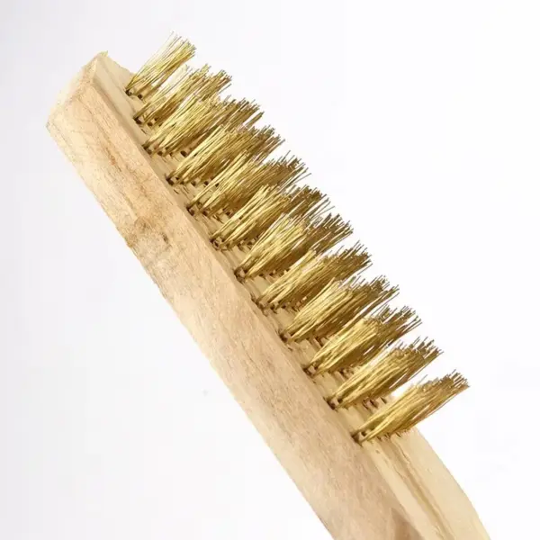 Wooden Handle Copper Plated Wire Brush - Image 4