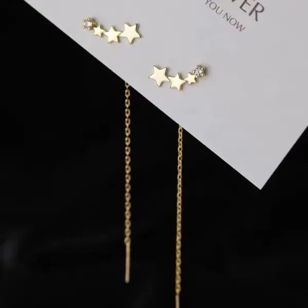 Star and Heart Long Wire Drop Earrings - Image 17