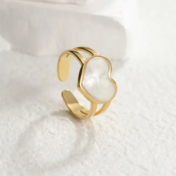Elegant Shell Opal Stone Cuff Ring - Image 12