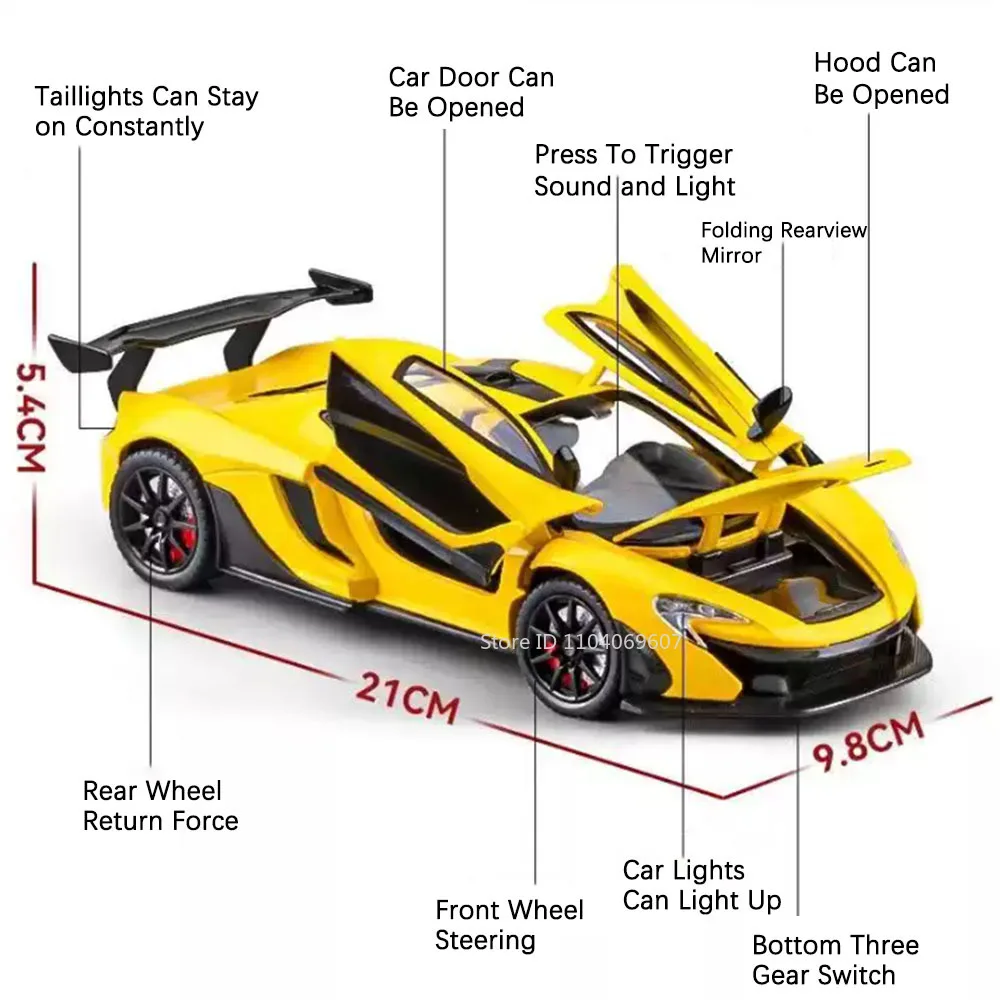 1:24 P1 Sports Car Toy Model Diecast Alloy 2 1:24 P1 Sports Car Toy Model Diecast Alloy - Image 2