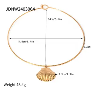 Gold Stainless Steel Shell Pendant Necklace 40 Sa5c2b30d4c934eac92454ebabd064aa2I