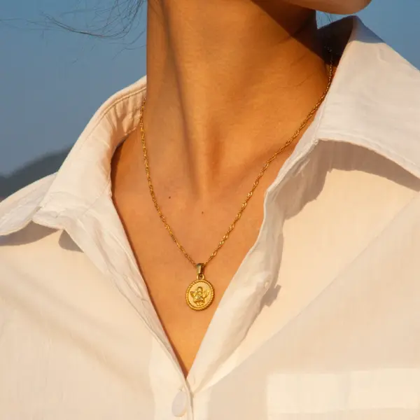 Angel Pendant Necklace with Water-wave Chain - Image 5