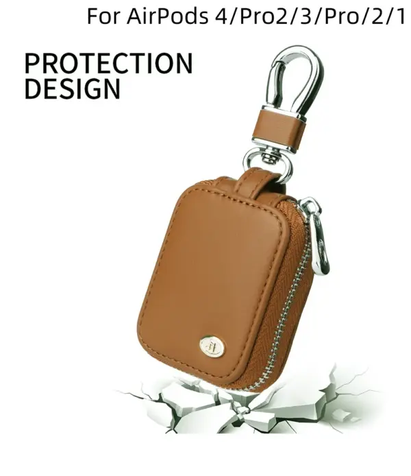Universal Leather AirPods Case with Zipper - Image 5