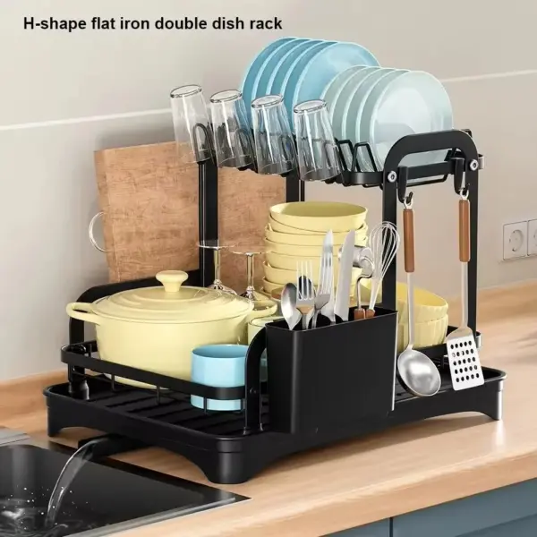 2025 2-Layer Kitchen Dish Drain Rack with Drip Tray - Image 2