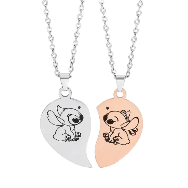 Disney Stitch and Angie Heart Pendant Necklace - Image 8