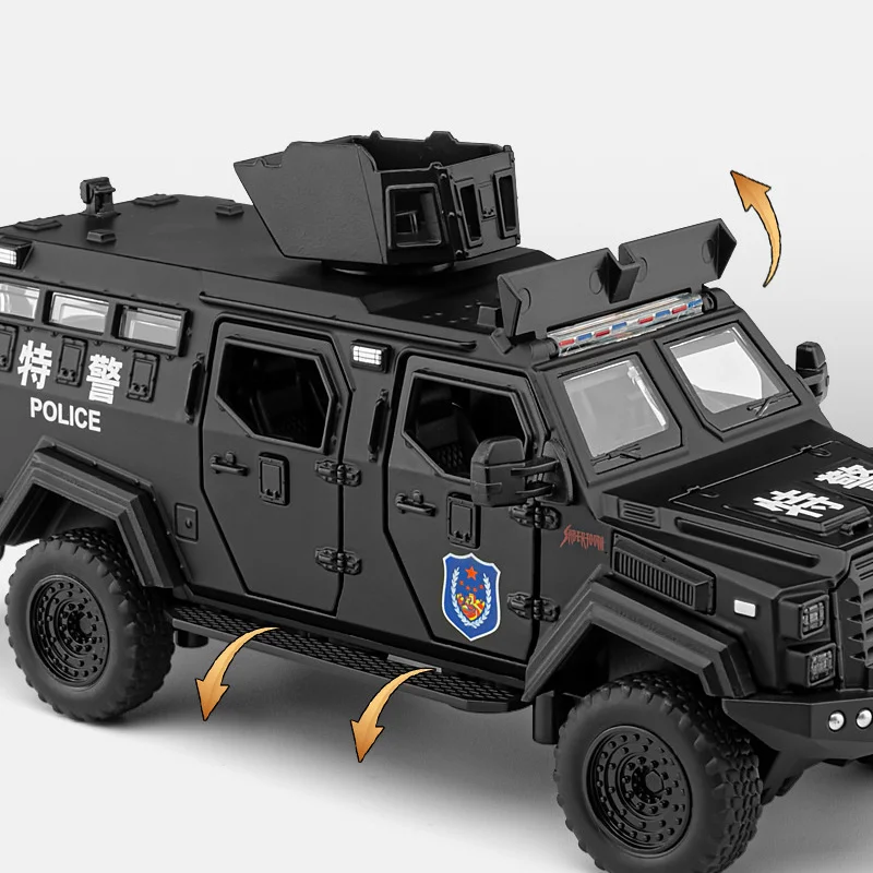 1:32 Alloy Police Armored Car Model 5 1:32 Alloy Police Armored Car Model - Image 5