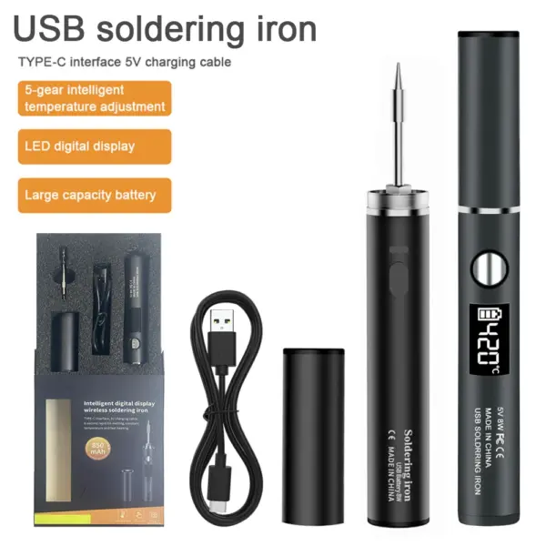 USB Soldering Iron 5V 8W with Battery - Image 2