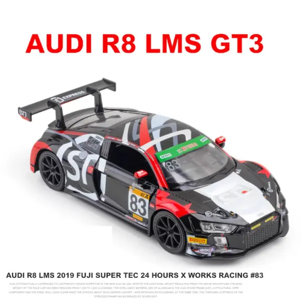 1:32 Audi R8 Bentley GT3 Diecast Model Car - Image 8