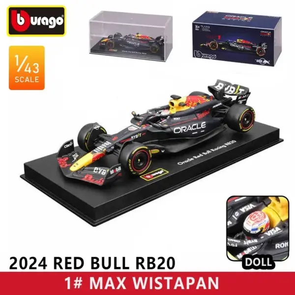 Bburago 1:43 F1 Racing Car Model Red Bull RB20 - Image 41