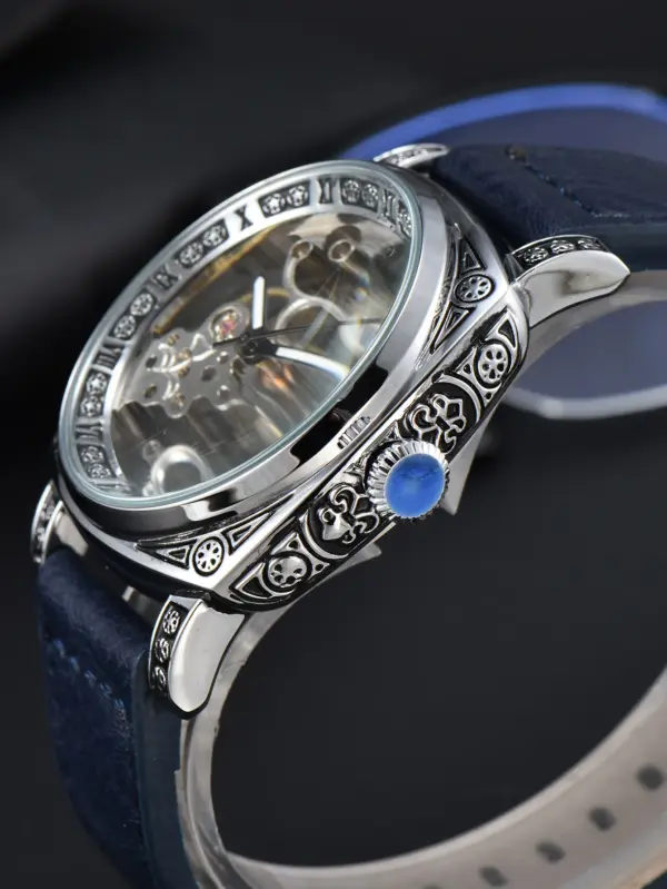LONGLUX L8071 Retro Mechanical Leather Watch - Image 4