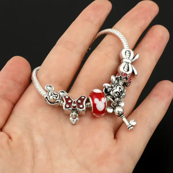 Minnie Mouse Charm Bracelet with Heart Beads - Image 6