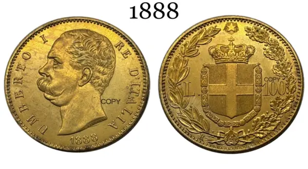 Italy 1888 Umberto I Commemorative Replica Coin - Image 5
