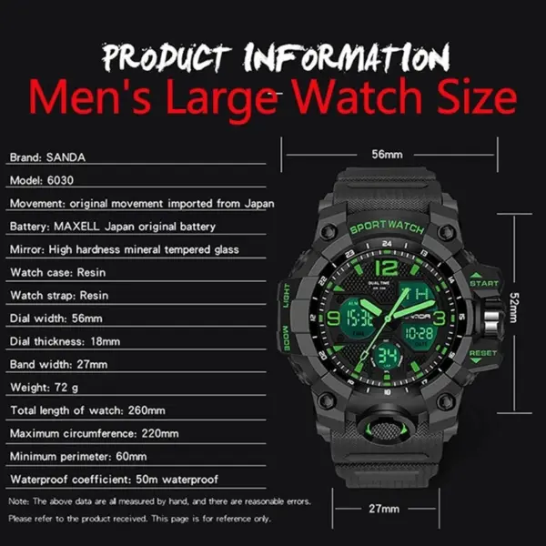 SANDA 6030 Military Quartz Men's Watch - Image 3