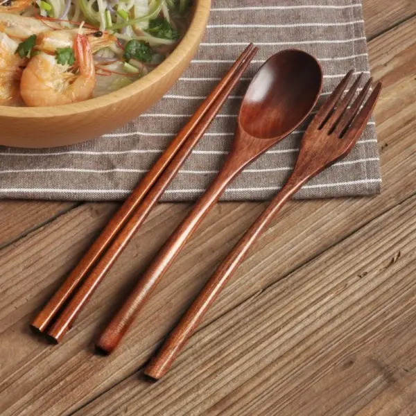 Wooden Portable Cutlery Set for Two