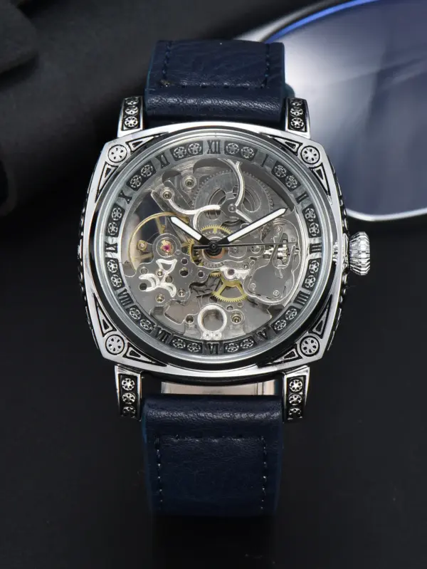LONGLUX L8071 Retro Mechanical Leather Watch - Image 11